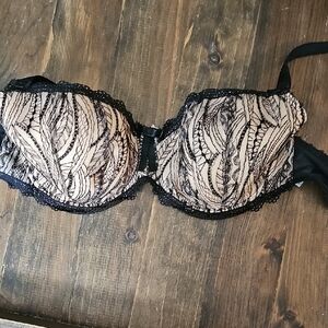 Fauve 36 DDD Lace Underwire Bra - Black and Tan